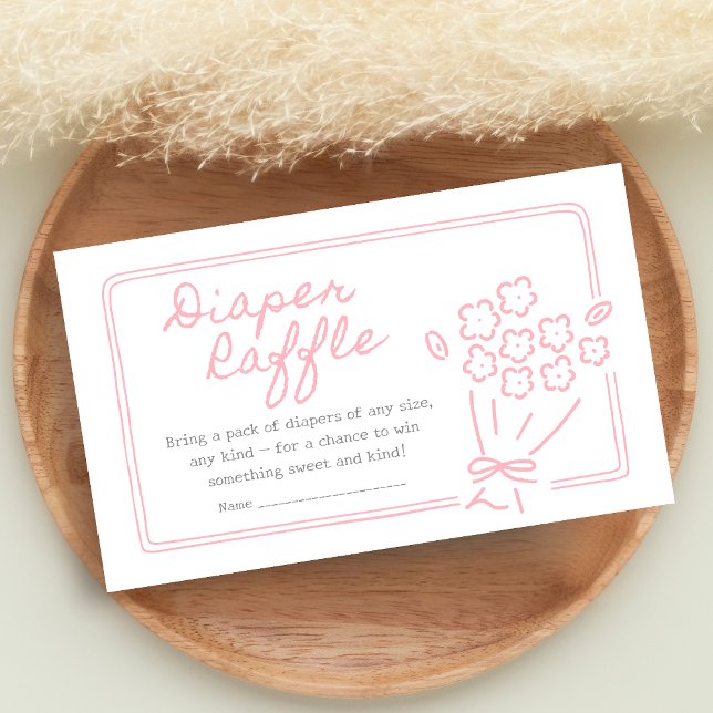 Cartão De Informações Chá de Bebê Baby In Bloom (Hand Drawn Baby in Bloom Baby Shower Diaper Raffle)