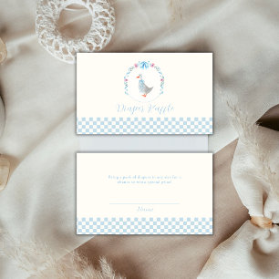 Cartão De Informações Chá de Bebê Blue Gingham Silly Goose Sorteio de Fr