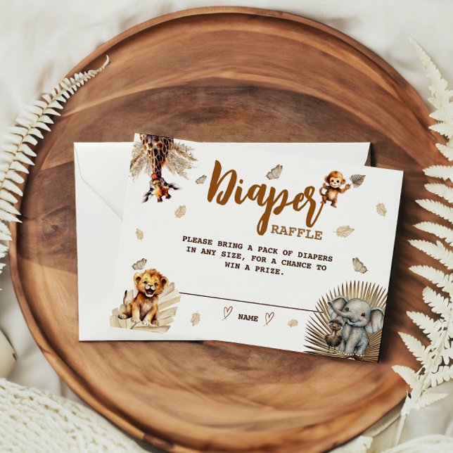 Cartão De Informações Chá de Bebê Boho Animais Fofos Rifas de Fraldas Sa (Criador carregado)