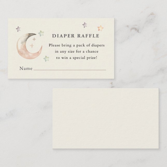 Cartão De Informações Chá de Bebê Boho Lua Diper raffle (Frente/Verso)