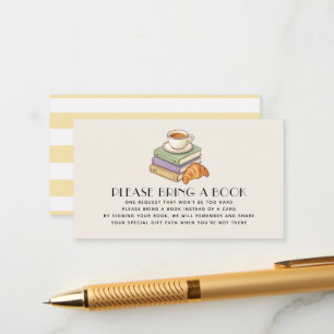 Cartão De Informações Chá de Bebê Café Francês Bébé Amarelo Livro Pedido