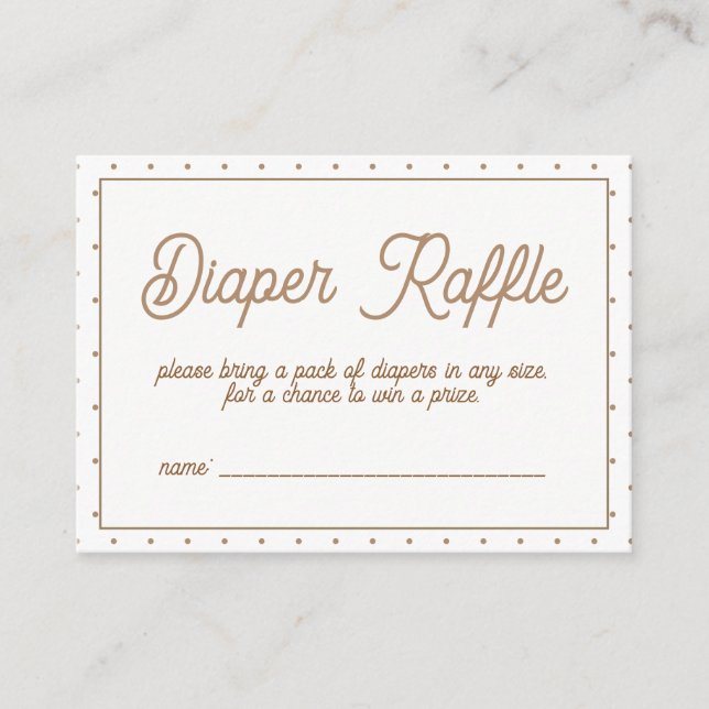 Cartão De Informações Chá de Bebê com Diaper Raffle de Bolinhas (Frente)