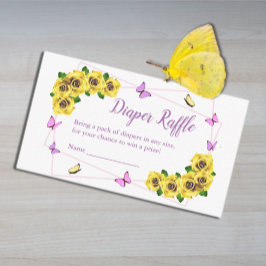 Cartão De Informações Chá de Bebê da Borboletinha Sorteio de Fraldas