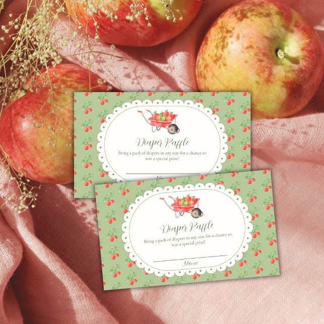 Cartão De Informações Chá de Bebê da Colheita Rústica de Maçã  (Rustic Harvest Apple Diaper Raffle Baby Shower Enclosure Card)