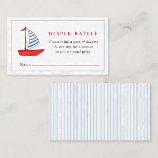 Cartão De Informações Chá de bebê de barco náutico fofo, rifa de fralda 