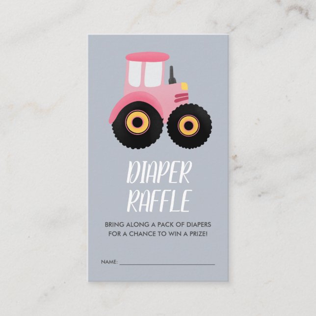 Cartão De Informações Chá de Bebê de Meninas Diaper Raffle (Frente)
