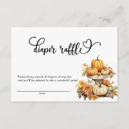 Cartão De Informações Chá de Bebê de Outono de Abóbora | Rifas de Fralda