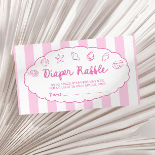 Cartão De Informações Chá de Bebê Diaper Raffle Concha Rosa Caprichoso 