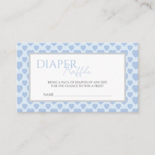 Cartão De Informações Chá de Bebê Diaper Raffle Corações Azuis