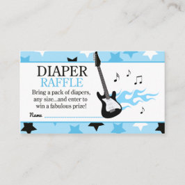 Cartão De Informações Chá de Bebê Diaper Raffle Estrela do Rock Azul