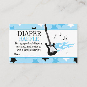Cartão De Informações Chá de Bebê Diaper Raffle Estrela do Rock Azul