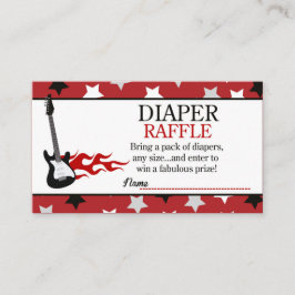 Cartão De Informações Chá de Bebê Diaper Raffle Estrela do Rock Vermelho
