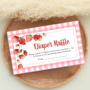Cartão De Informações Chá de Bebê Diaper Raffle Morango Doce Berry Sweet