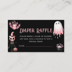 Cartão De Informações Chá de Bebê Diaper Raffle Rosa Little Boo no Hallo