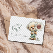 Chá de Bebê Diaper Raffle Teddy Daisy Listras Cinz