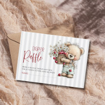 Chá de Bebê Diaper Raffle Teddy Daisy Listras Cinz
