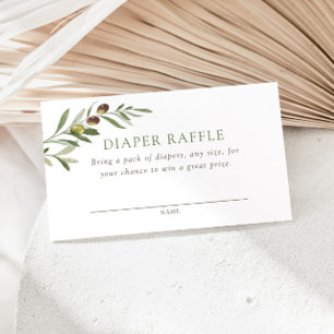 Cartão De Informações Chá de Bebê Diaper Raffle Um Pequeno Olivo