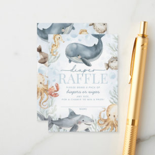 Cartão De Informações Chá de Bebê do Pequeno Boto "Debaixo do Mar" Sorte