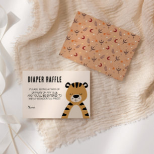 Cartão De Informações Chá de Bebê do Tigre Sonolento Diaper Raffle Neutr