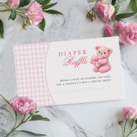 Chá de Bebê do Ursinho de Gingham Rosa Pequeno Cor