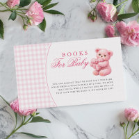 Chá de Bebê do Ursinho de Gingham Rosa Pequeno Cor