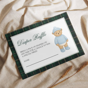 Cartão De Informações Chá de Bebê do Urso Elegante Sorteio de Fraldas