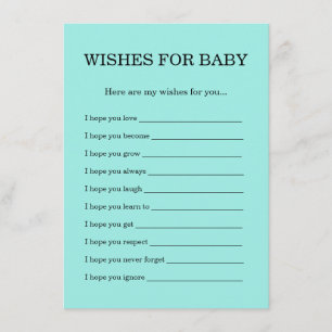 Cartão De Informações Chá de Bebê Elegant Baby & Co Preto Turquesa
