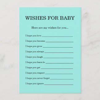 Cartão De Informações Chá de Bebê Elegant Baby & Co Preto Turquesa