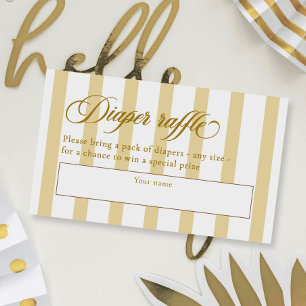 Cartão De Informações Chá de Bebê Elegante com Letra e Listras - Rifas d