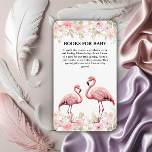 Cartão De Informações Chá de Bebê Flamingo Floral Rosa Elegante