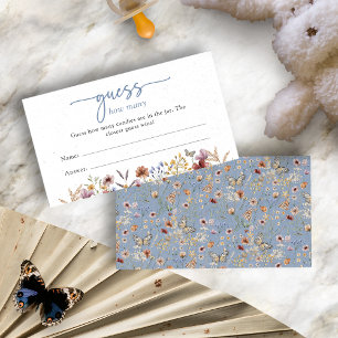 Cartão De Informações Chá de Bebê Floral Boho Azul