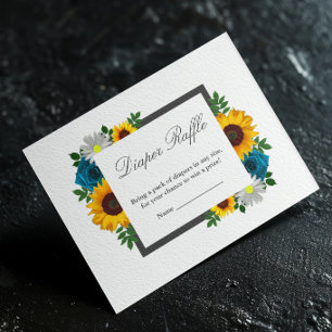 Cartão De Informações Chá de Bebê Floral de Girassol Rosa Margarida