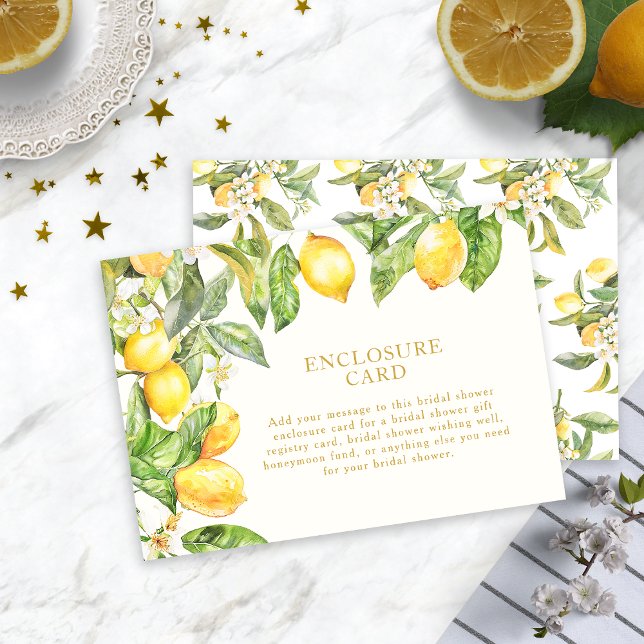 Cartão De Informações Chá de Bebê Floral de Limão (Lemon Floral Bridal Shower Enclosure Card by Painted Paperie
)