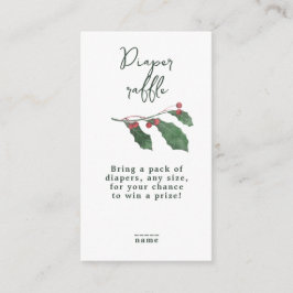 Cartão De Informações Chá de Bebê Floresta de Inverno em Aquarela Elegan