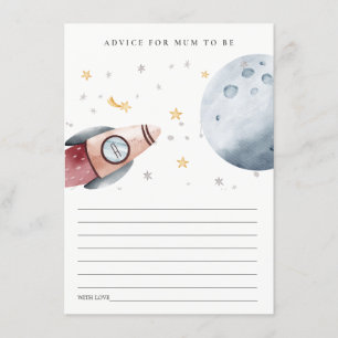Cartão De Informações Chá de Bebê Fofo de Espaço Sideral - Conselho para