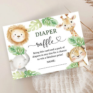 Cartão De Informações Chá de Bebê Jungle Baby Shower Safari Sorteio de F