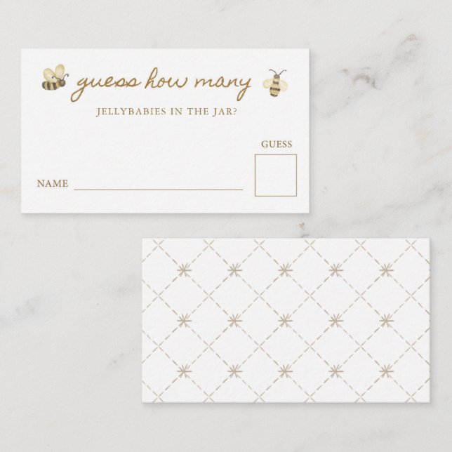 Cartão De Informações Chá de Bebê Little Bee Adivinhe Quantos (Frente/Verso)
