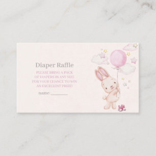 Cartão De Informações Chá de Bebê Menina Bunny, Rifa de Fraldas