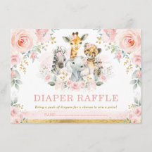 Chá de Bebê Menina Safari Rosa Diaper Raffle