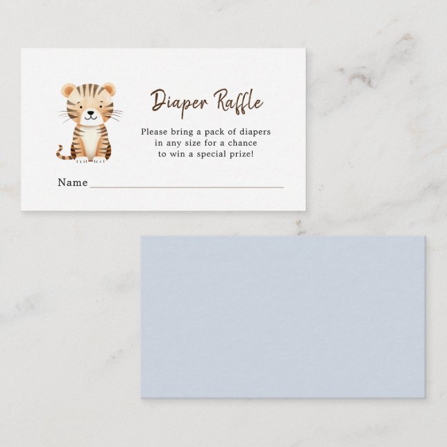 Cartão De Informações Chá de Bebê Menino Animais Fofos Sorteio de Fralda (Frente/Verso)