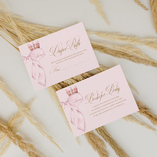 Cartão De Informações Chá de Bebê Princesa Rosa Dourado Fraldas Rafle