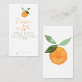 Cartão De Informações Chá de Bebê Rifa de Fraldas Laranja Aquarela Fofa