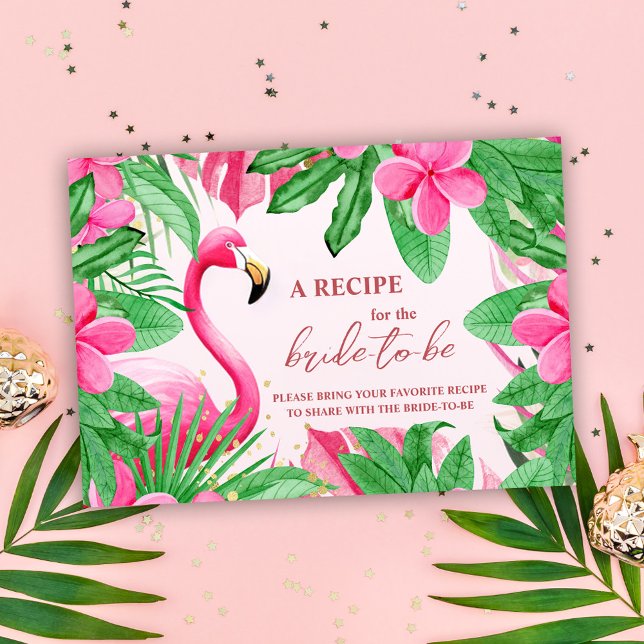 Cartão De Informações Chá de Bebê Rosa Tropical de Verão (Tropical Pink Summer Bridal Shower Enclosure Card)