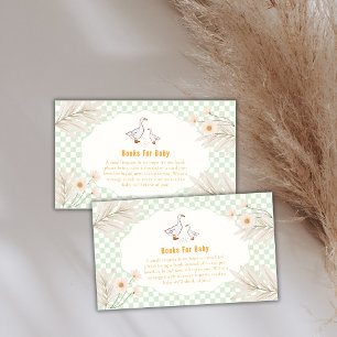 Cartão De Informações Chá de Bebê Sage Gingham Daisy Silly Goose Livros