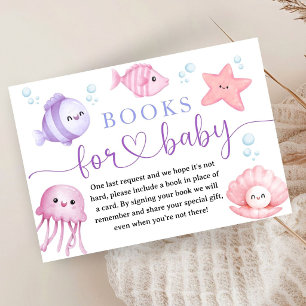 Cartão De Informações Chá de Bebê Sea You Soon Baby Livros Rosa Oceano