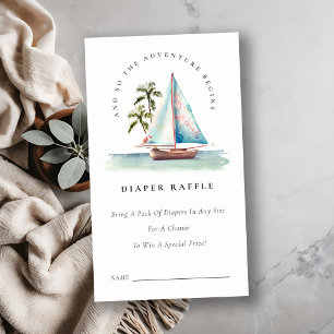 Cartão De Informações Chá de Bebê Sorteio de Fraldas de Barco à Vela Azu