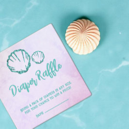 Cartão De Informações Chá de Bebê Sorteio de Fraldas de Conchas Marinhas