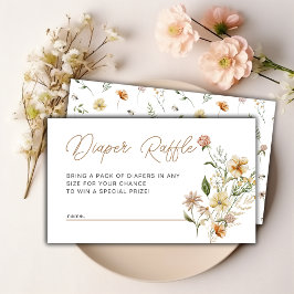 Cartão De Informações Chá de Bebê Sorteio de Fraldas Flor Silvestre Flor