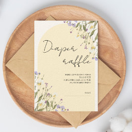 Cartão De Informações Chá de Bebê Sorteio de Fraldas Little Wildflower