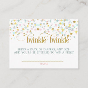 Cartão De Informações Chá de Bebê Twinkle Little Star Rifas de Fraldas